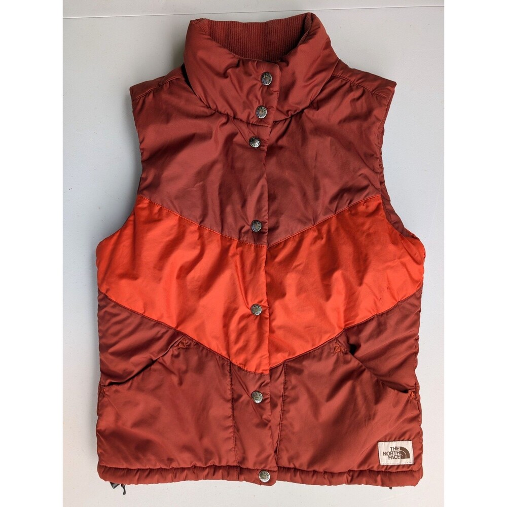 The North Face Sylvester Puffer Vest Women's XS Brandy Brown Burnt Ochre Snap